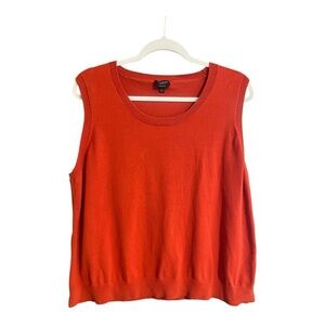 Talbots Pima Cotton Burnt Orange Sweater Vest Size 3XP Academia Preppy Old Money